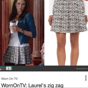 Derek Lam 10 Crosby Pleated Skirt Tweed Herringbone Skater High Waist Size 8